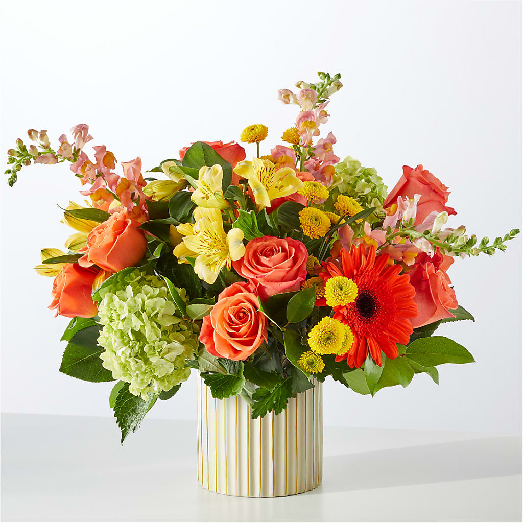 Autumn Sunshine Bouquet with Ivory Vase – Misrak Dicore And Event Organizer, Springfield VA
